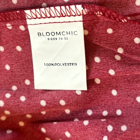 New Bloom Chic Women's US 22 24 Red Polka Dot Ruched Front Tiered Midi Dress NWT - Picture 9 of 13